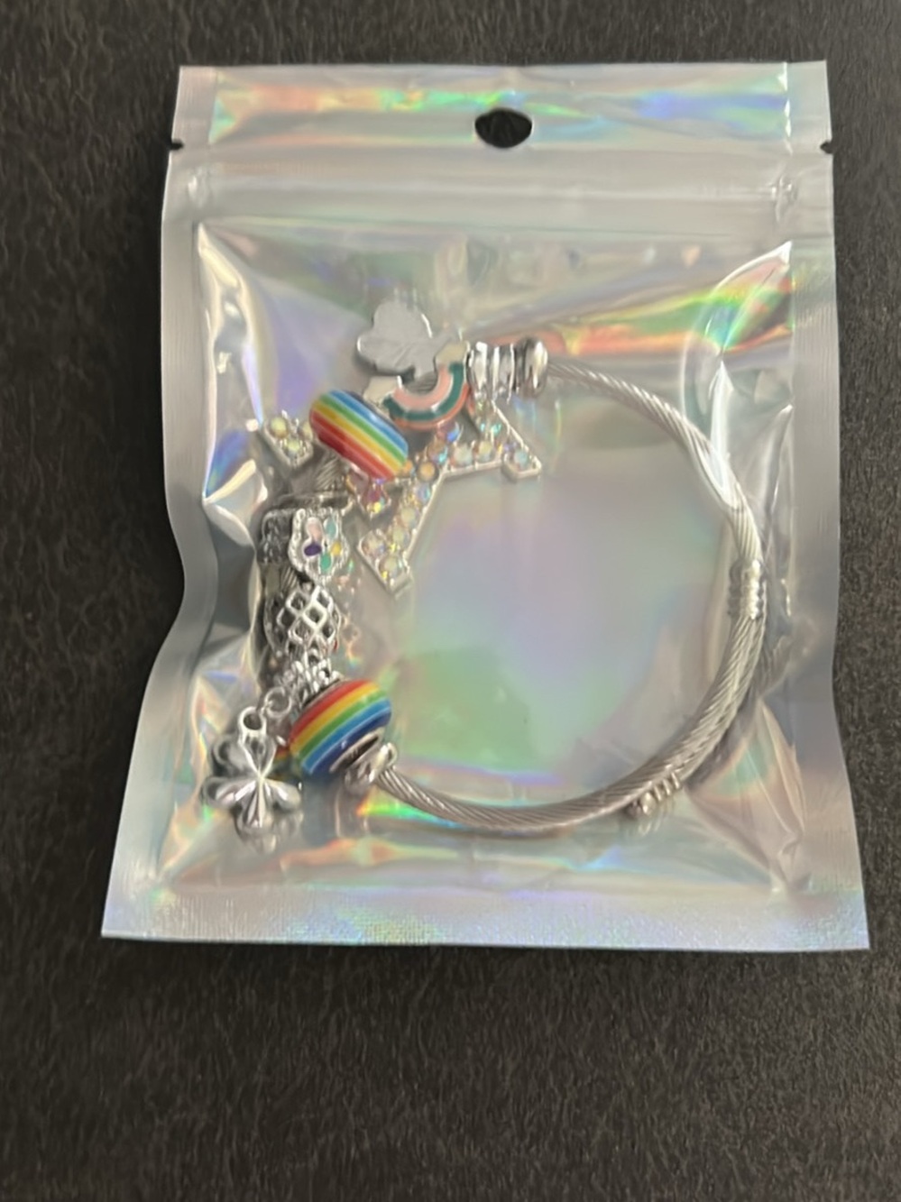 Silver-Tone Kids' Rainbow Charm Bracelet - Rainbow Color
